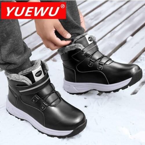 YUEWU Thickened Winter Plush Warmth Ladies Shoes Non Slip Vigorous Walking High Casual Shoes Simple And Convenient Velcro