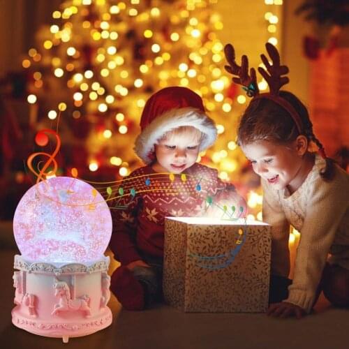 Rotate Music Box Carousel Crystal Ball Snow Globe Snow Globe With Castle In The Sky Tune And Light Up Color Changing Gift