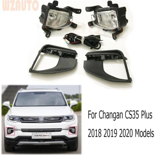 WZAUTO 1set Front Bumper Fog Light Fog Lamp With Switch Wire Harness Kit For Changan CS35 Plus 2018 2019 2020