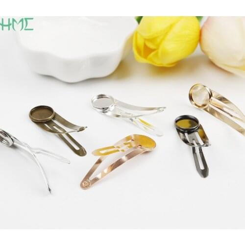 10pcs Classic Metal Hairpin Hair Clips Base fit for 12mm Cabochons Cameo Setting DIY Hair Ornaments Jewelry Findings Making