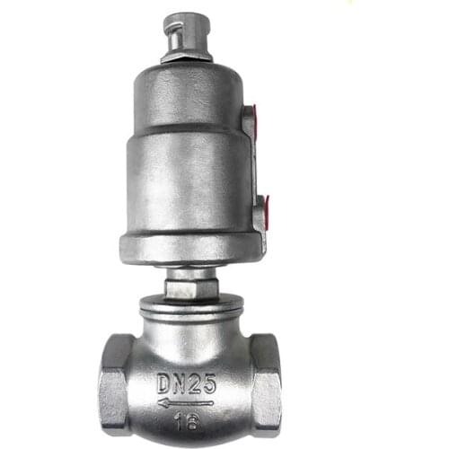 1" All Stainless Steel T Type Pneumatic Threaded Globe Valve Pneumatic Angle Seat Valve Water Valve Waist Drum Valve