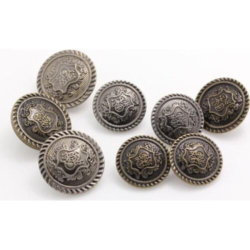 10pcs High-grade Metal Buttons Retro Copper Buttons Jacket Jeans Shank Buttons DIY Hand Sewing Button Accessories