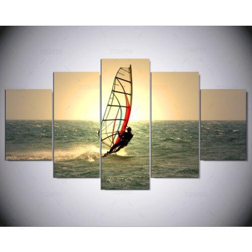 5 Panels Seamount Surfing Landscape Canvas Print Painting Modern Home Wall Decor Wall Art Picture For Room Decor ny-1040
