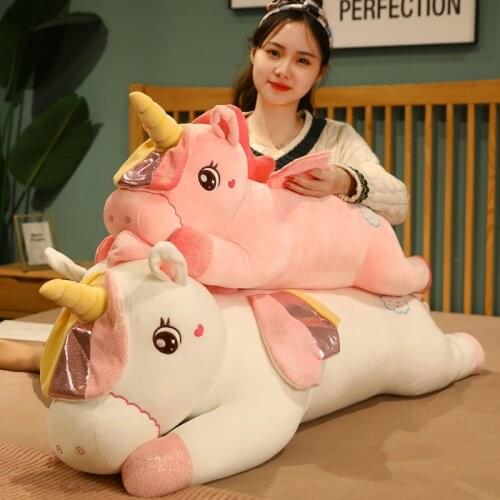 50-110cm Cartoon Unicorn With Cute Cloud Plush Toys Kawaii Dolls Stuffed Soft Animal Lying Horse Pillow Children Kids Present