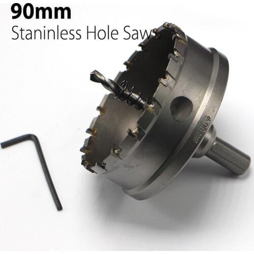 90mm 3.54" Core Drill Bit Hard Alloy Metal Hole Saw Drill Bit for Steel Metal Alloy Cutter Metal Working
