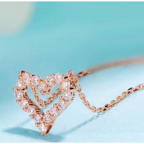 AEAW Sell like Hot 0.15ct 18k yellow gold Top Class lady Fashion Heart diamond Pendant Necklace for Women