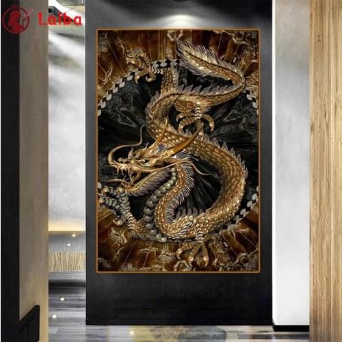 Diamond Painting Chinese vintage art, golden dragon Cross Stitch Diamond Mosaic Picture Of Embroidery crystal Beaded Handicraft