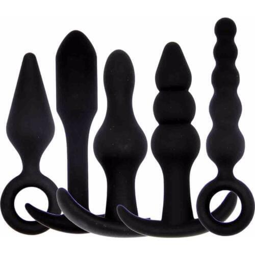 New 5 different shape for choose hot black small size silicone anal butt plug beads dildo erotic sex toy for men women gay