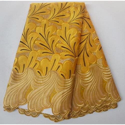 Free shipping 5yards high quality Nigerian wedding party embroidery stones African cotton dry Swiss voile lace in Switzerland