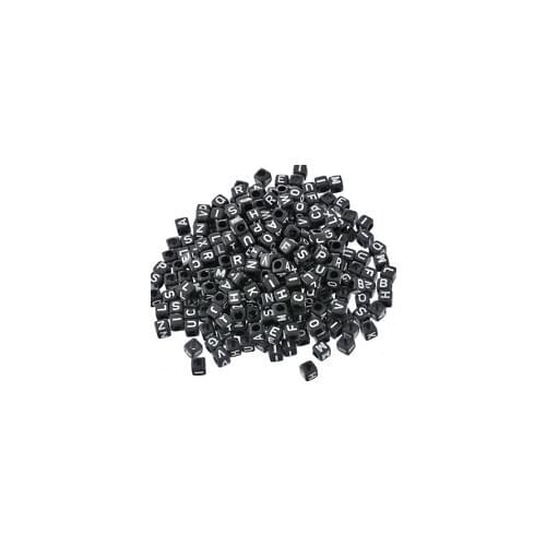 Free 500Pcs Black Mixed Letter Alphabet Flat Round Acrylic Spacer Beads 6mm