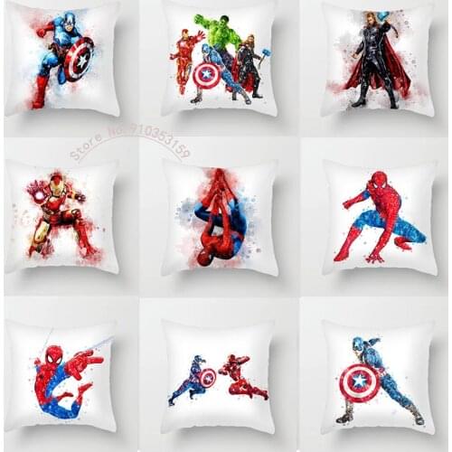 Disney Marvel Heroes Avengers New Color Spider-Man Captain Iron Man Pillow Case Car Sofa Pillow Cushion Cover 45x45cm
