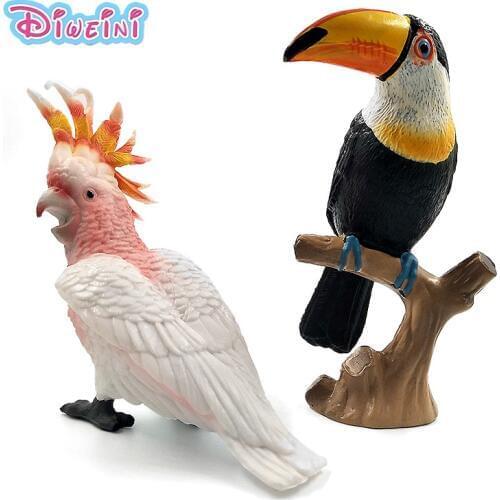 Simulation Forest Toucan Cockatoo Figures Animal Model Bird Parrot Figurine Plastic Home decor ornaments decoration statue toys