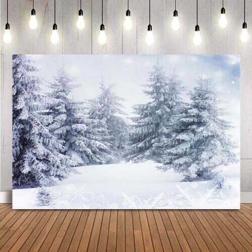 Photography Backdrop Winter Snow Forest Pine Background for Photo Studio Snowflake World Photo Background Studio Photocall Props