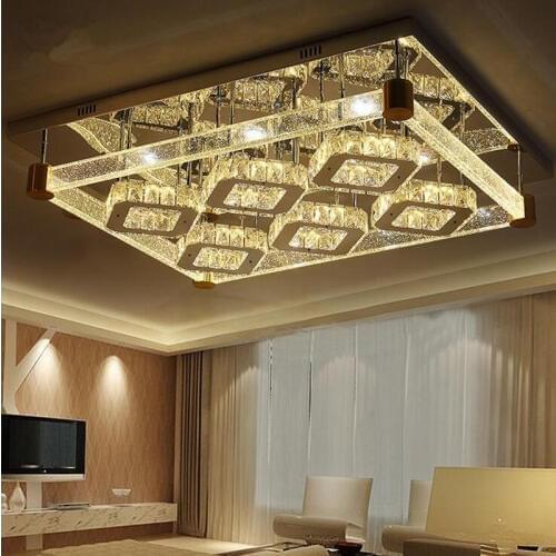 Crystal lamp living room lamp rectangular led ceiling lamp simple modern atmosphere bedroom lighting creative restaurant lamps