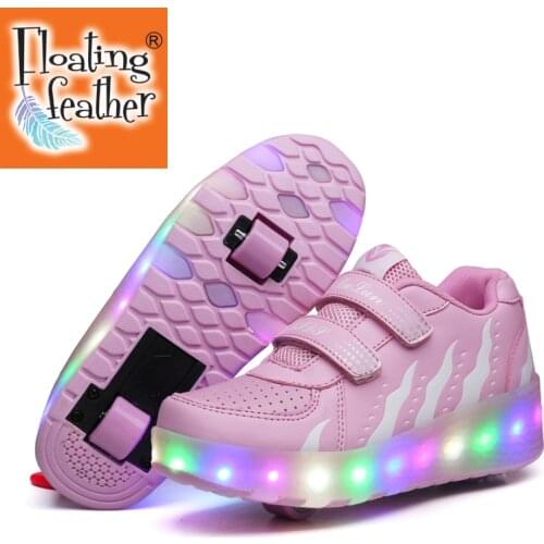 2021 Sneakers roller shoes With two Wheels Wheelys Led Shoes Kids Girls Children Boys Light Up Luminous Glowing Illuminated