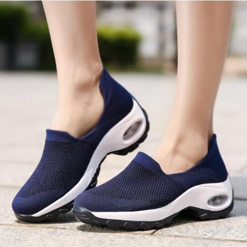Women Tennis Shoes Breathable 5CM Height Increase Sports Sneakers Air Cushion Female Walking Sock Shoes Thick Bottom Platforms