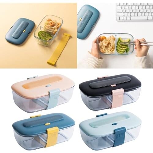 Lunch Box Glass Square Thermal Insulation Home Kitchen Dining Tableware Food Containers Container Microwave Oven