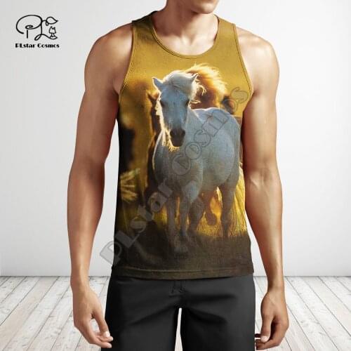 PLstar Cosmos Beautiful Colorful Horse Summer Tank Top Fashion For Men And Women Casual 3D Printed Colorful Beach Vest Style-D42