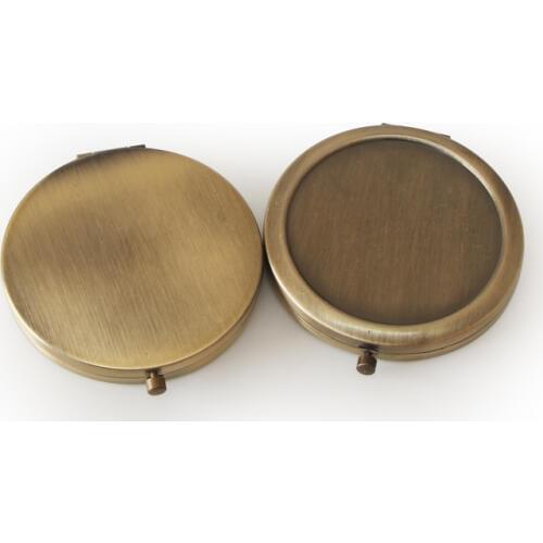 Personalized Makeup Mirror Metal Pocket Folding Mirror +Epoxy Sticker 10/Lot