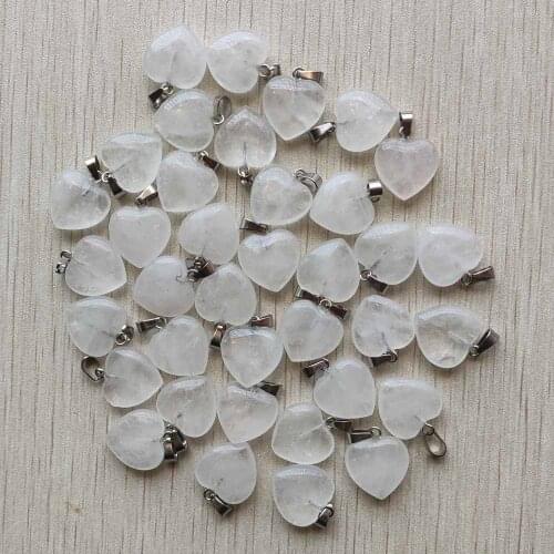 Fashion good quality natural crystal heart shape pendants charms for jewelry making wholesale 50pcs/lot free shipping