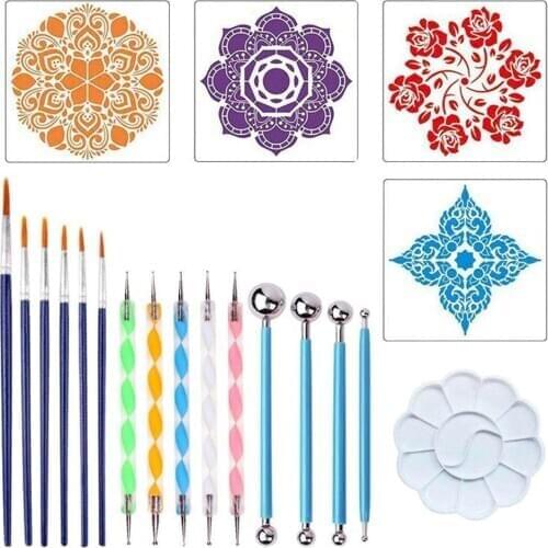 20Pcs Mandala Dotting Tools Kit Palette Rock Stone Painting Tools Set Canvas DIY