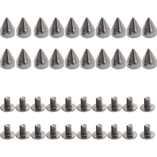 Pack of 20PCS Cone Spike With 20 Matching Screw for Punk Shoes Jacket Bracelet Goth Apparels Bags Clothing DIY Accessory