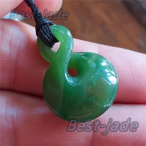 Natural Green Nephrite Kid Twist pendant Maori style Jewelry gift NZ POUNAMU Gilr Necklace Canadian jade Aquaman Greenstone