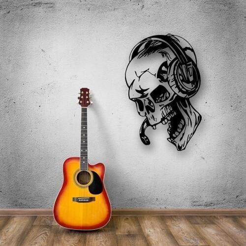 New Creative Art Gamer Wall Stickers Vinyl Skull Music Headphones Decal Video Game Home Decoration Wall Paper Y-24