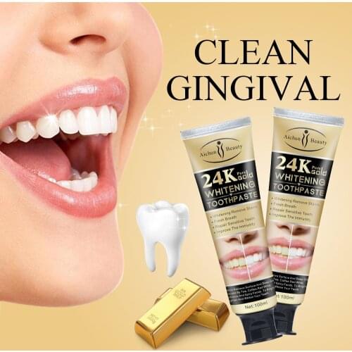 24k Gold Toothpaste Whitening Remove Smoke Stains Breath Freshening Mouthguard Toothpaste Oral Cleaning Whitening Dental Care