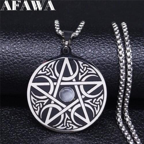 Viking Tree of Life Stainless Steel Necklace Men/Women Silver Color Witchcraft Pentagram Necklace Jewelry collares N3302S02