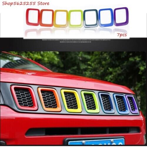 Front Middle Net For Jeep Compass Accessories 2017 2018 2019 2020 Mid-frame Colorful Bright Circles Grille Car Decoration