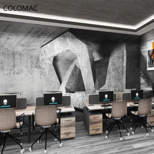 Colomac Customized 3D Extended Space Wallpaper Gym Office Background Wall Cloth Industrial Style Gray Cement Mural Dropship
