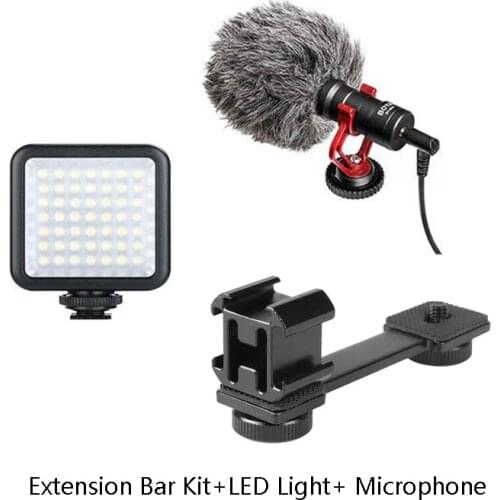 Cold Shoe Triple Mount Microphone Flash Light Plate for Gopro 9 8 7 Osmo Pocket 2 Zhiyun Smooth Extension Bar Gimbal Accessories