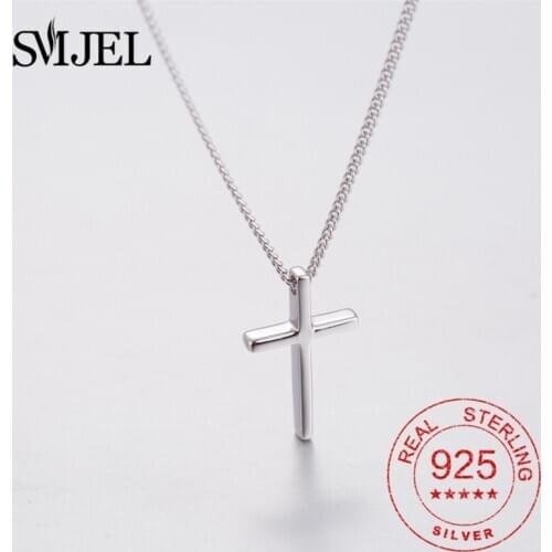Real 925 Sterling Silver Crucifix Cross Pendant Necklace For Men Women Exquisite Cross Silver Chain Jewelry Jesus Prayer Gifts