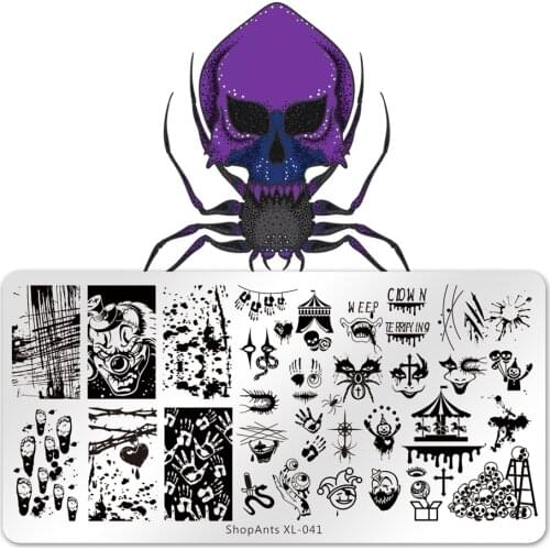 ShopAnts 6*12cm Nail Stamping Plates Funny Pictures Stencil Stainless Steel Halloween Design for Printing Nail Art Image Plate