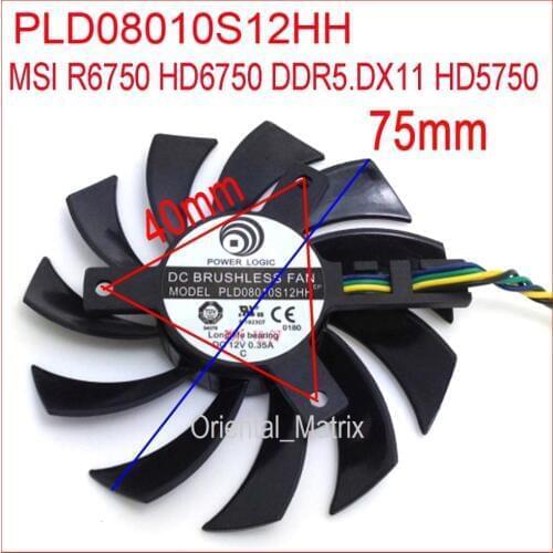 PLD08010S12HH 12V 0.35A 75mm 40*40*40mm 4Pin For MSI R6750 HD6750 DDR5.DX11 HD5750 Graphics Card Cooling Fan