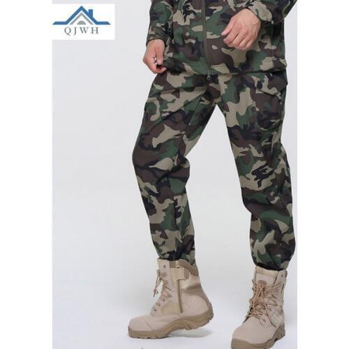 High Quality 2020 Outdoor Winter men Soft shell Camouflage Cargo Sweatpants waterproof breathable TAD Camping training Pants Men