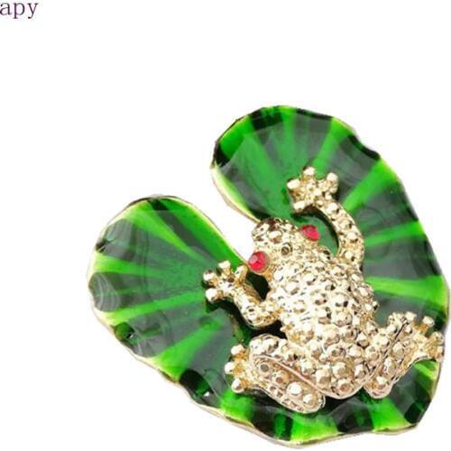 Frogs Brooches For Women Accessories Green Enamel Pin Metal Animal Enamel Rhinestone Brooch Cute Kids Pin Fashion Jewelry