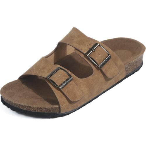 Cheap Summer Woman Sandals Flat Slippers Suede Sandals Cork Sole Slides Casual Flip Flop Beach Slippers Flats Shoes Plus Size 44