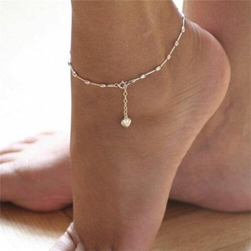 Simple Love Heart Five-Pointed Star Anklet Female Barefoot Anklet Jewelry Gift Accessories Woman Beach Ankle Wear Anklet
