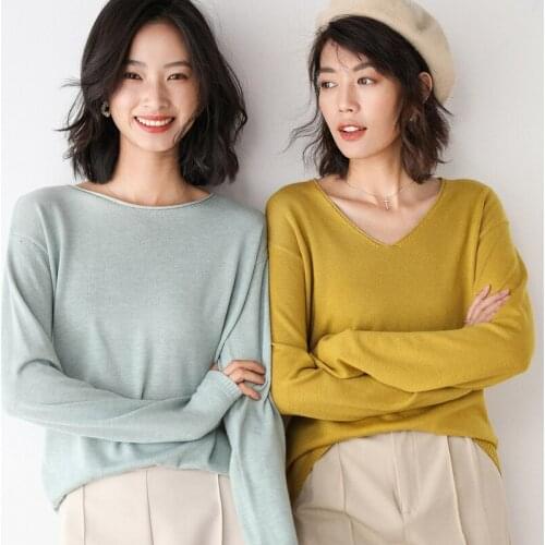 Vintage Ruched Collar Knitted Sweater Women 2021 Spring Autumn Cashmere Cotton Blend Jumper Pull Femme Hiver Pullover Sweaters