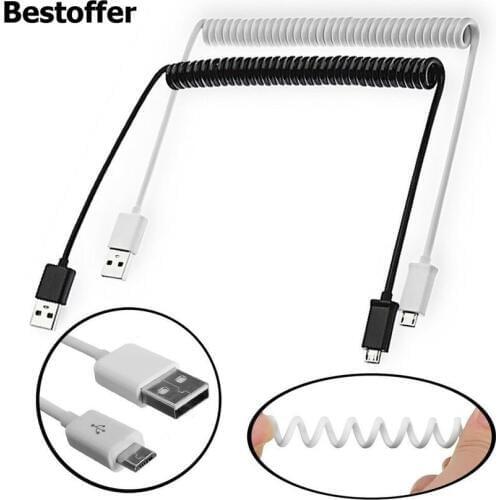 1M/3FT Spiral Coiled USB Micro 5Pin 5P Male to USB 2.0 A male plug Cable Fast Data Sync Charger Cord