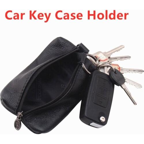 1PC Car Key Case Leather Men Women Wallets Key Holder Housekeeper Covers Zipper Bag Keychain Cover Organizer Card Bag