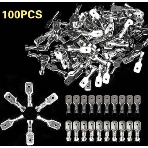 2.8/4.8/6.3mm 100Pcs Silver Insulated Electrical Wire Crimp Terminal Spade Connector Assortment Set