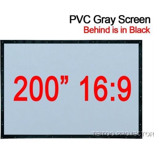 200 inches 16:9 PVC Soft Grey-Black foldable Outdoor Projection Screen Curtain Film for All Portable HD Mobile Projectors