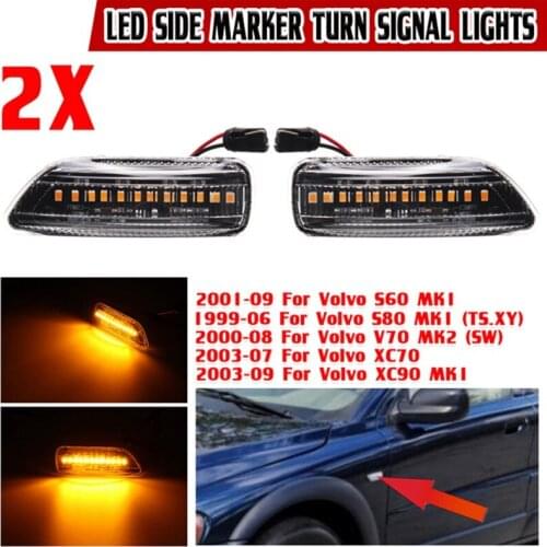 2X LED Clear Side Marker Repeater Light Turn Signal Lights Lamp for Volvo XC90 S80 XC70 V70 S60 MK1 2 2001-2009