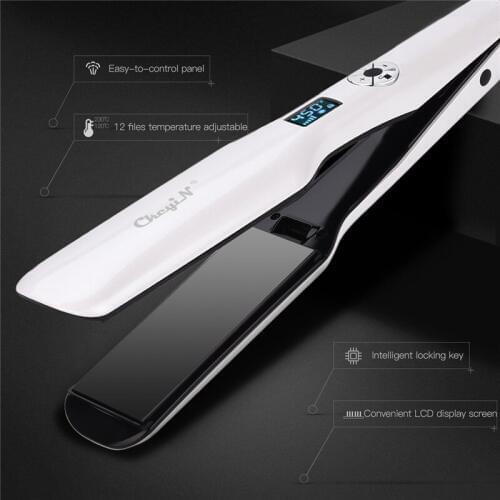 3D Rotating Professional Hair Straightener with LCD Screen PTC Hair Styling Iron Fast Heating Flat Iron with Wide Heating Plate