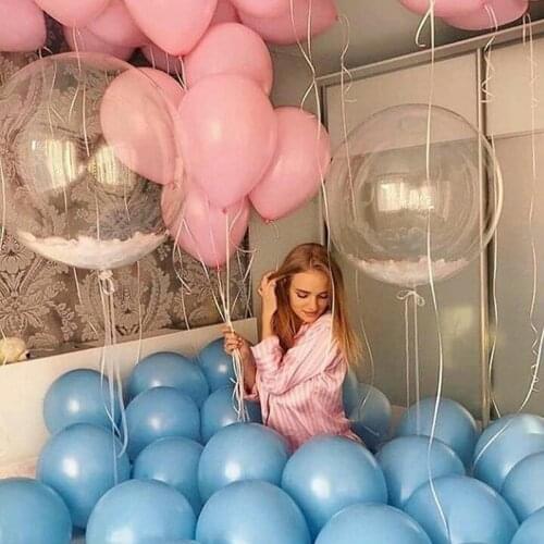 5pcs Helium Bobo Balloons 10/18/24/36 Inch Transparent PVC Balloon Birthday Party Decoration Air Ballons Wedding Decor Favors