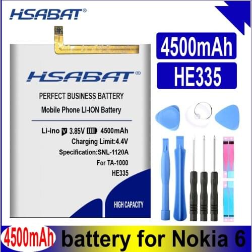 HSABAT HE335 4500mah Battery for Nokia 6 nokia6 N6 TA-1000 TA-1003 TA-1021 TA-1025 TA-1033 TA-1039