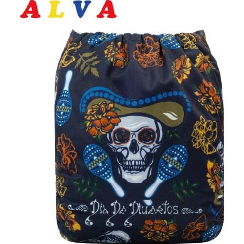 ALVABABY Reusable Diapers New Digital Positioning Printed Baby Cloth Nappy with 1pc Insert